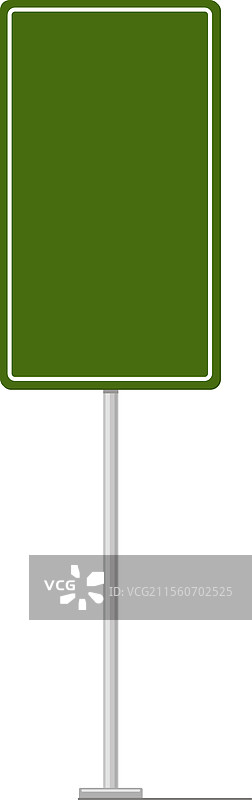 空白的绿色交通标志安装在高高的金属杆上图片素材