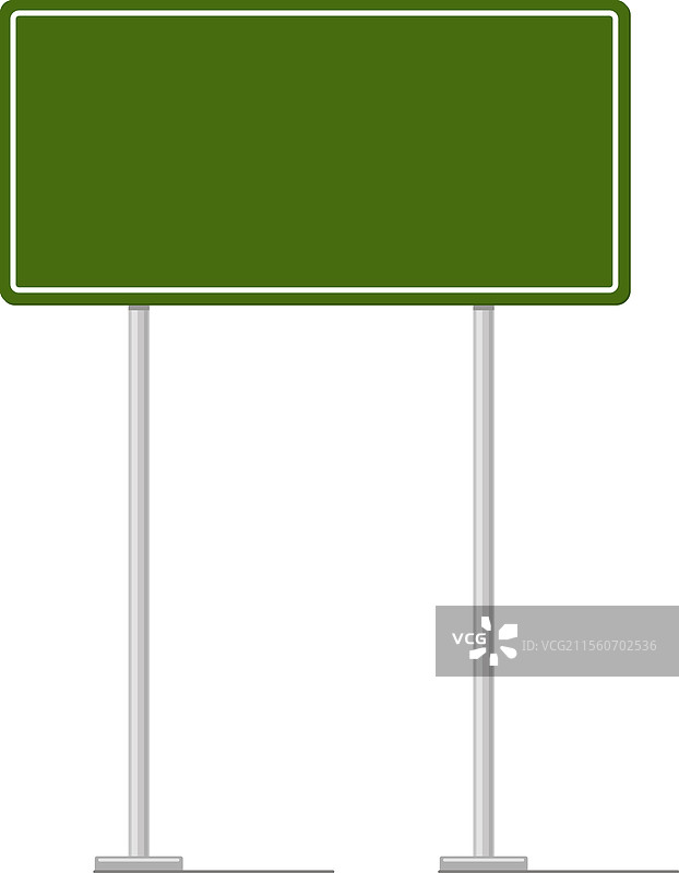 空白的绿色路标安装在两根金属杆上图片素材