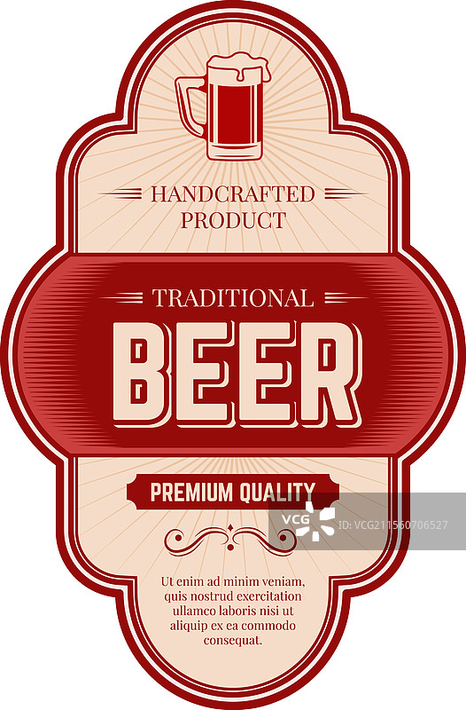 红色和米色的复古标签展示手工制作的产品图片素材