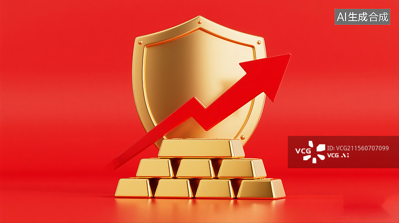【AI数字艺术】3D黄金避险资产概念插图图片素材