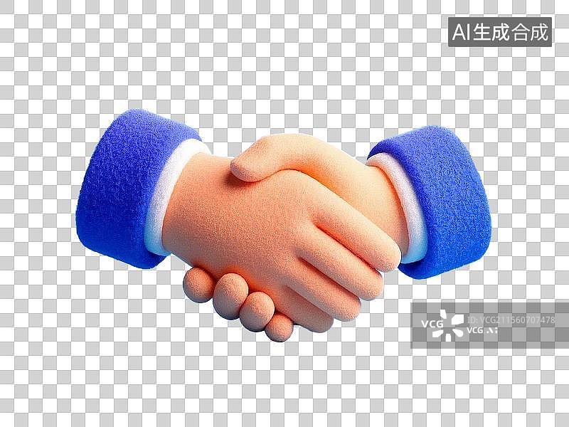 【AI数字艺术】3D卡通毛毡商务握手图片素材