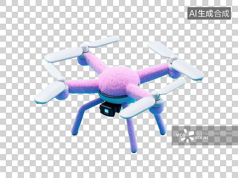 【AI数字艺术】3D卡通毛毡无人机图片素材