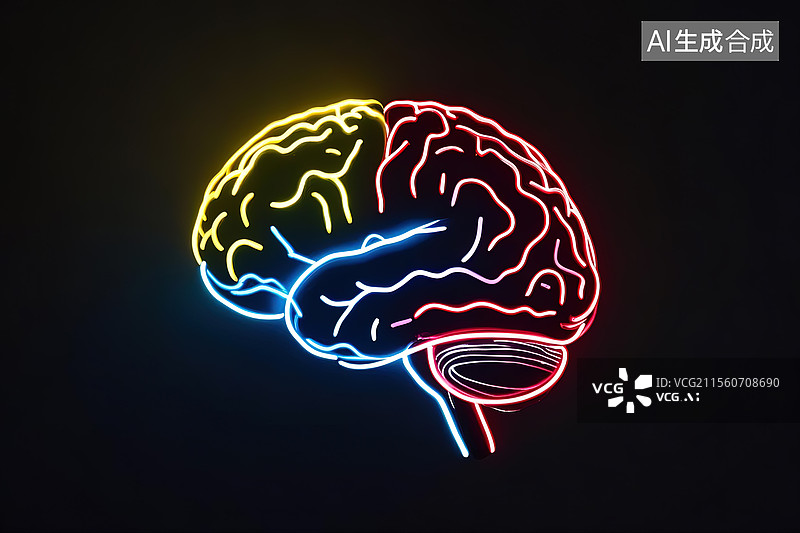 【AI数字艺术】彩绘人类的大脑光绘脑部疾病扫描图片素材