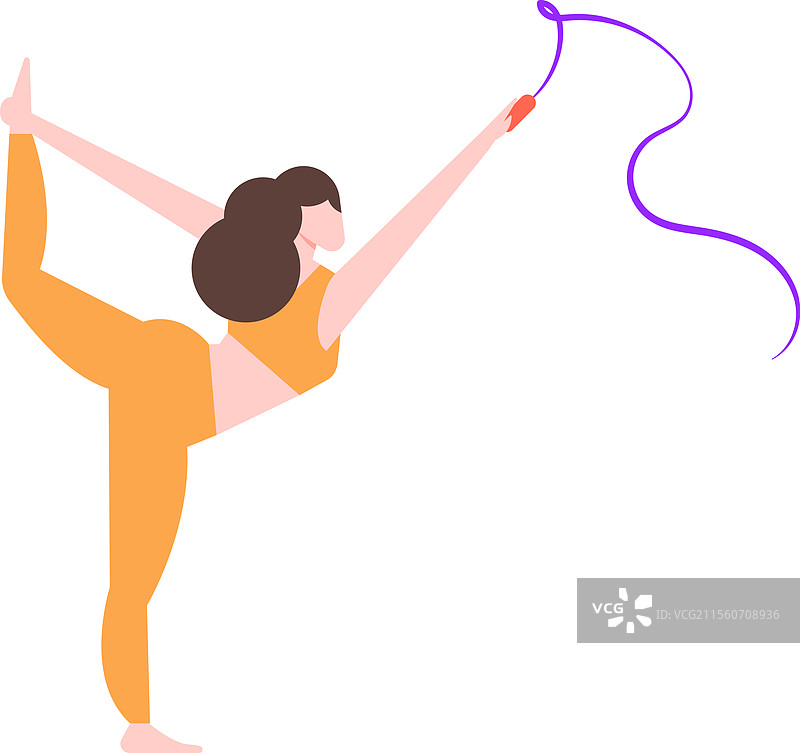 年轻女体操运动员在进行艺术体操表演图片素材