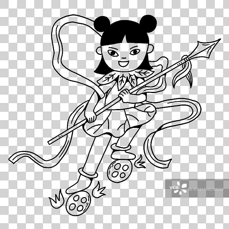 脚踩风火轮的哪吒图片素材