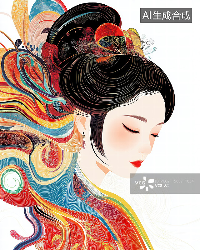 【AI数字艺术】传统韵味的发饰与服饰之美图片素材