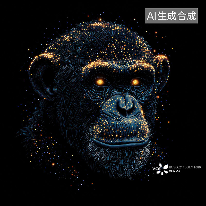 【AI数字艺术】神秘的黑猩猩肖像图片素材