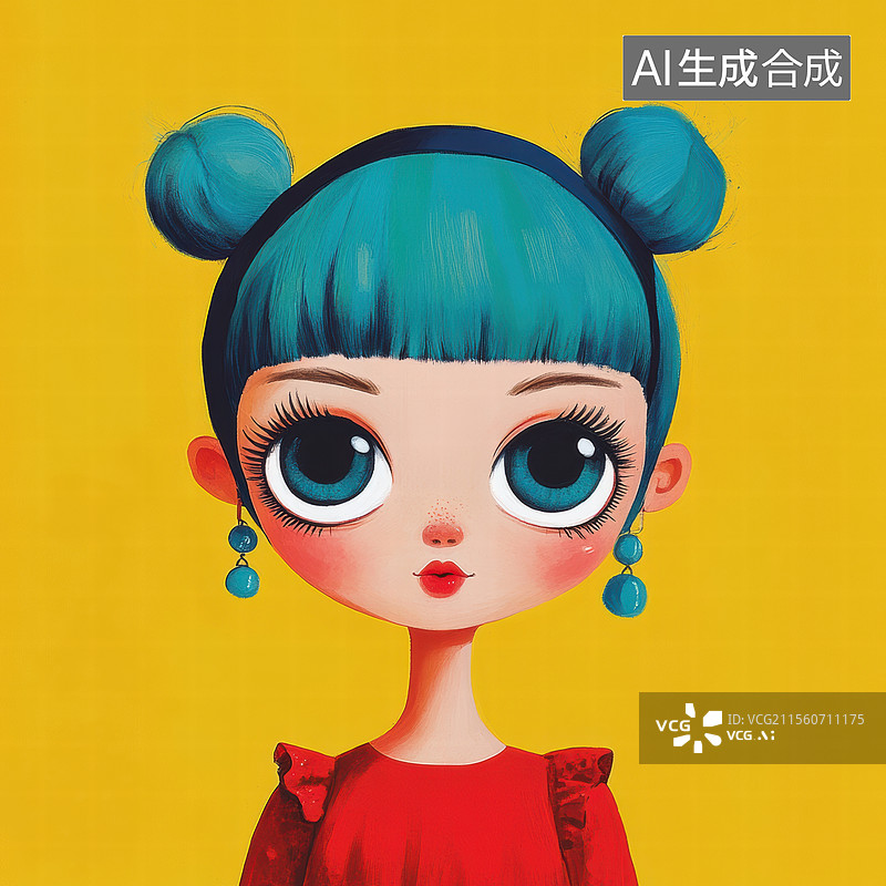 【AI数字艺术】可爱卡通女孩形象图片素材