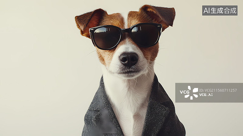【AI数字艺术】穿着西装戴墨镜的狗狗图片素材