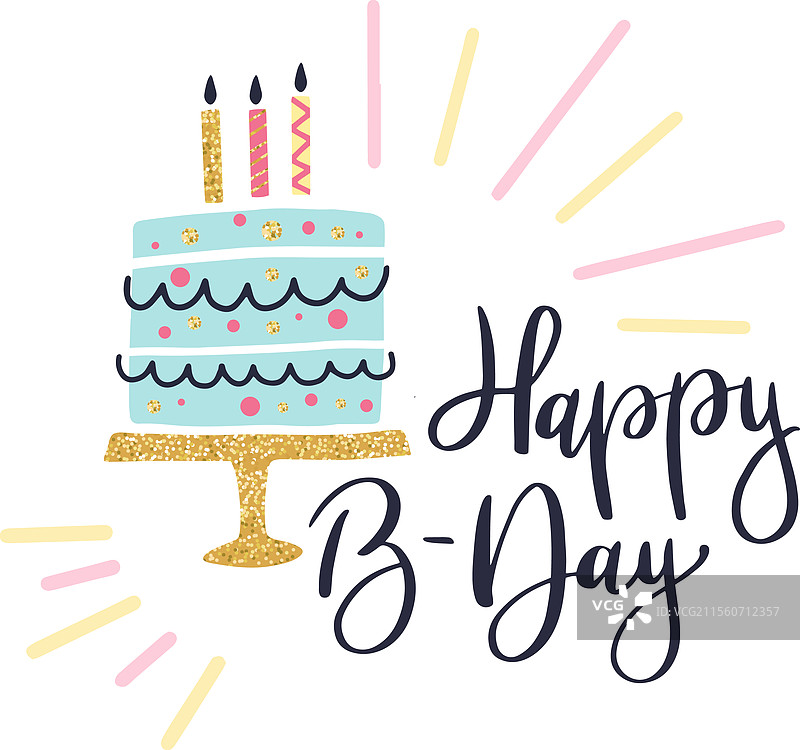 装饰有点燃蜡烛的浅蓝色生日蛋糕图片素材