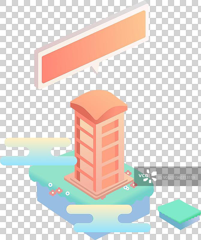 2.5D扁平建筑插画埃舍尔风格BANK图片素材