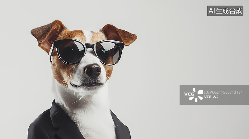 【AI数字艺术】穿着西装戴墨镜的狗狗图片素材