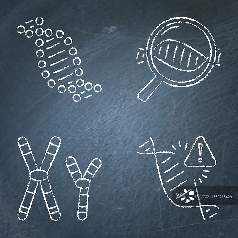 DNA和基因黑板图标集图片素材