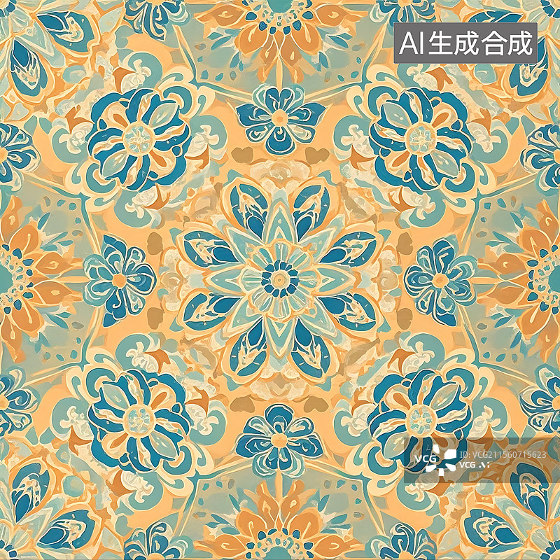 【AI数字艺术】民族风古典风格印花图案背景图图片素材