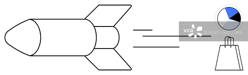 飞行中的火箭与分段饼图图片素材