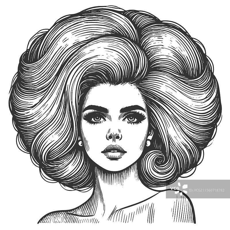 头发夸张丰盈的女性图片素材