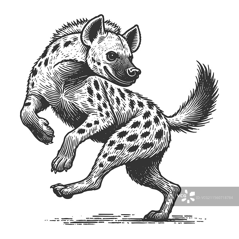 跳舞的土狼雕刻素描图片素材