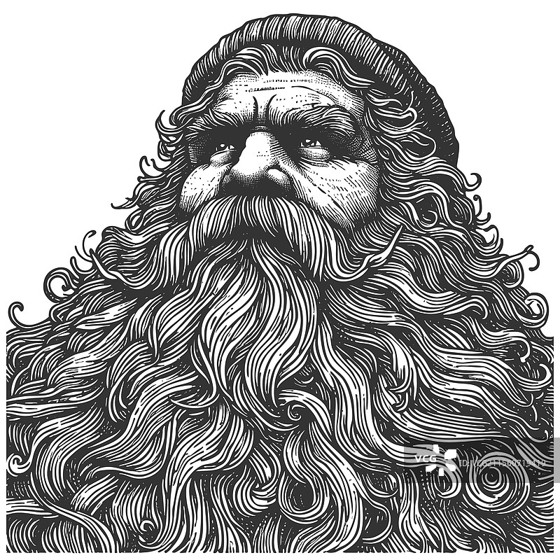 有胡子的狂野发型男子雕刻图图片素材