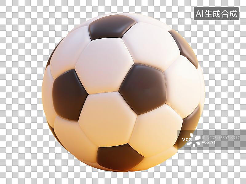 【AI数字艺术】一个足球3D粘土风格免抠插画元素健身运动器材全民运动积极生活方式图片素材