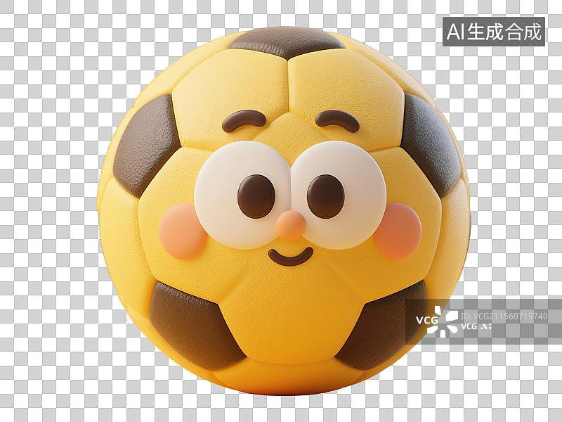 【AI数字艺术】一个足球3D粘土风格免抠插画元素健身运动器材全民运动积极生活方式图片素材