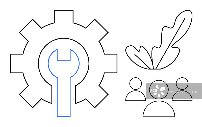 工具、自然与人类的融合图片素材