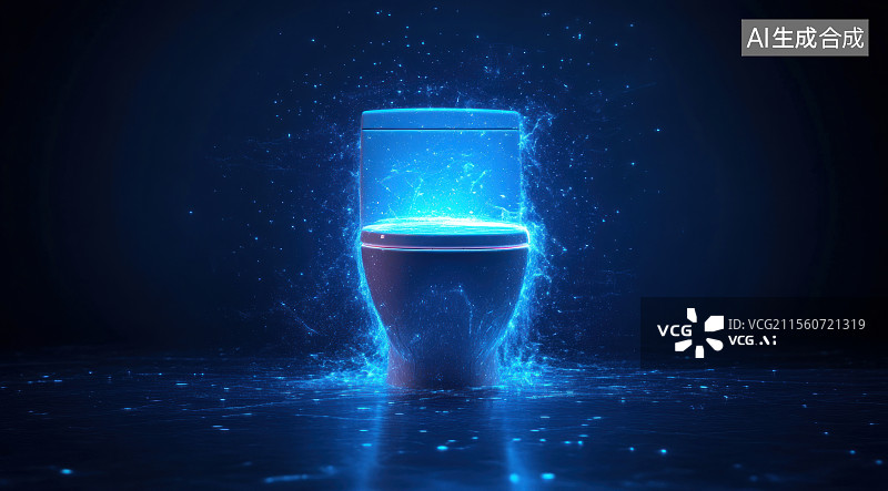【AI数字艺术】科幻风格发光智能马桶图片素材