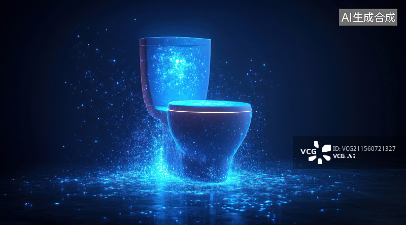 【AI数字艺术】科幻风格发光智能马桶图片素材