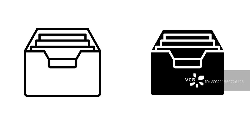 档案图标集，包含填充和线条样式，背景为白色图片素材