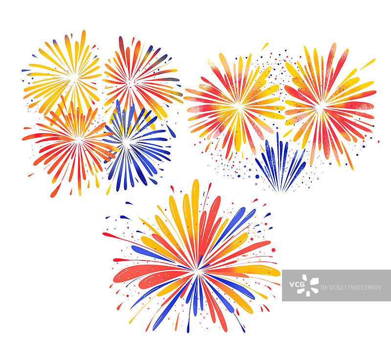 节日庆典新年烟花焰火插画元素图片素材