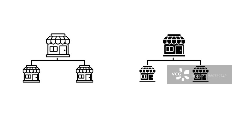 特许经营图标集，包含填充和轮廓设计图片素材