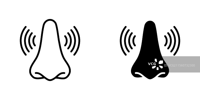 鼻痛图标集，包含填充和线条样式图片素材