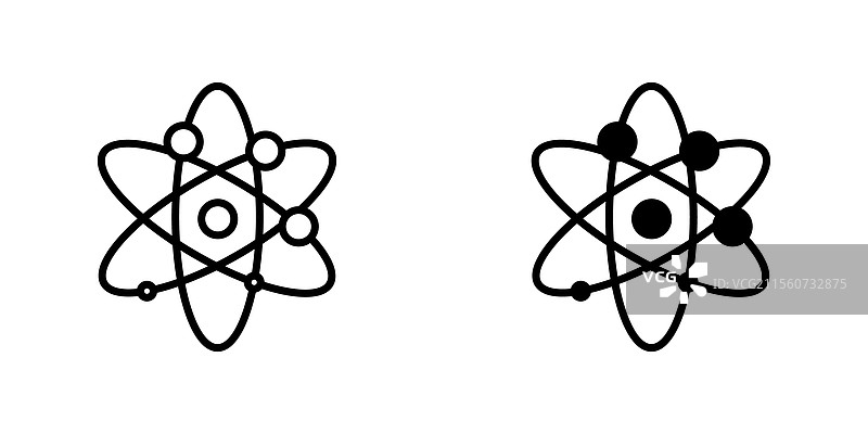 物理图标集，包含填充和线条样式，背景为白色图片素材