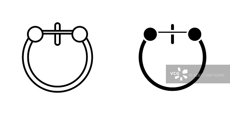 穿孔图标集，包含填充和线条样式，背景为白色图片素材