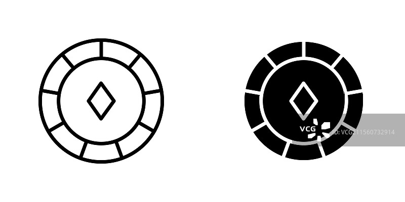 填充和轮廓的扑克筹码图标集图片素材