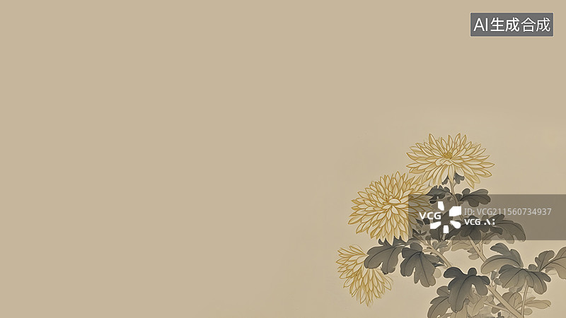 【AI数字艺术】水墨画菊花右下图片素材
