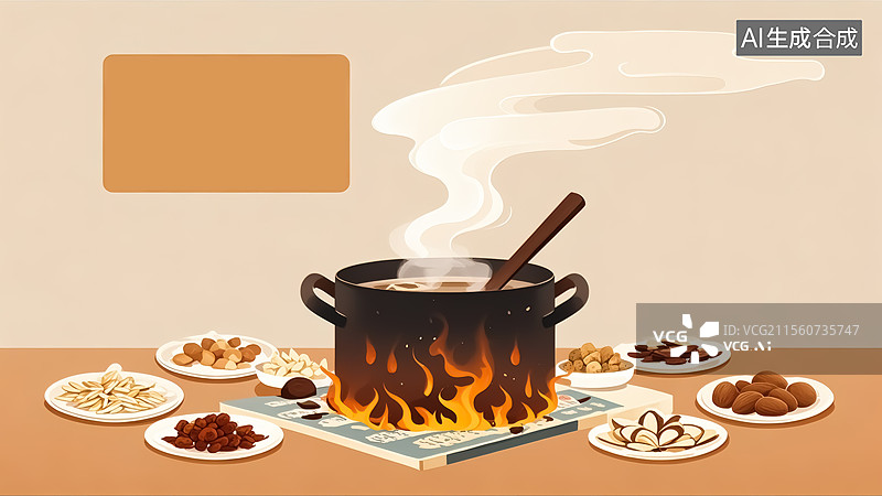 【AI数字艺术】熬煮药材场景插画图片素材