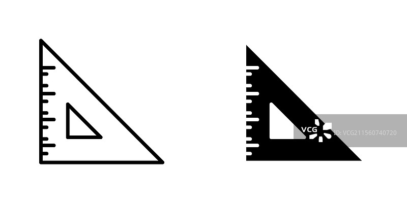 三角尺图标集，包含填充和线条样式图片素材