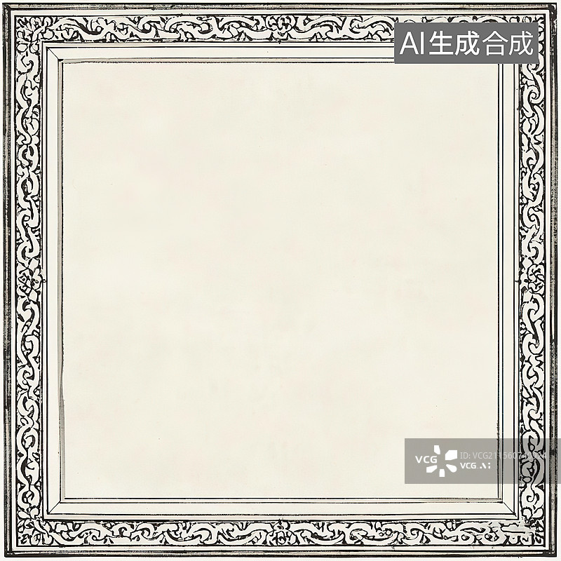 【AI数字艺术】正方形花边边框 新国风古典复古繁复花纹印花装饰图案 中式园林框景窗户 大气简约 中间空白留白背景板图片素材