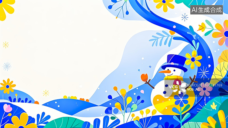 【AI数字艺术】冬天雪人插画图片素材