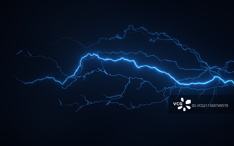 蓝色闪电特效三维渲染图片素材