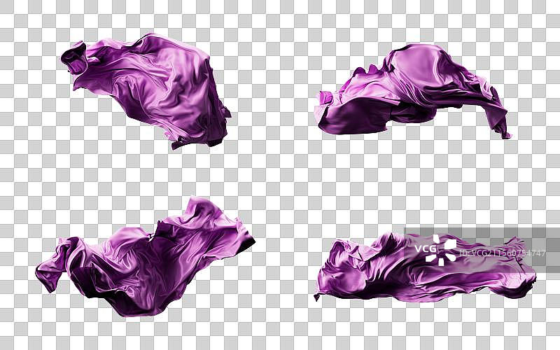 飘逸流动的紫色布料元素三维渲染图片素材