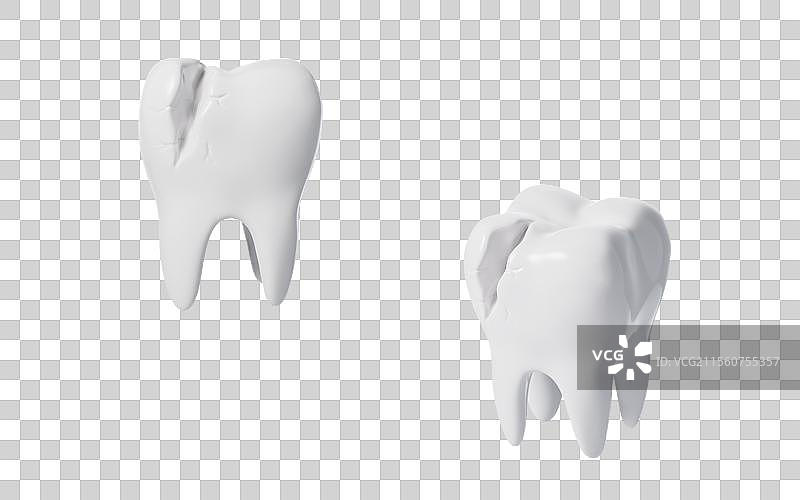 裂开的牙齿与口腔健康三维渲染图片素材