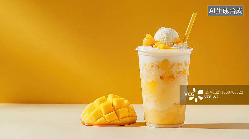 【AI数字艺术】经典饮料杨枝甘露奶茶饮品果茶图片素材