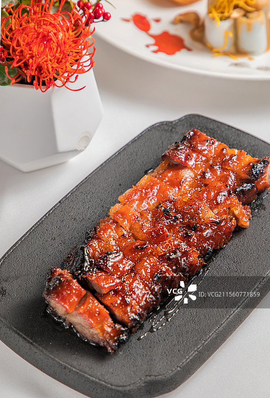 烧腊肥叉烧叉烧粤菜香港美食五花肉梅花肉肥糯糯拉丝猪肉油汪汪肥叉烧图片素材