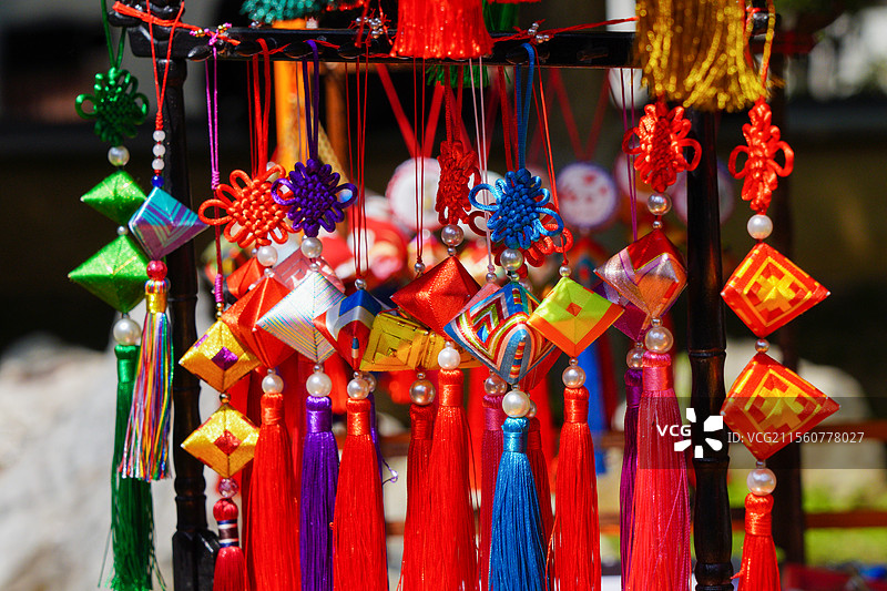 中国传统文化端午习俗，端午彩粽非遗制作技艺图片素材