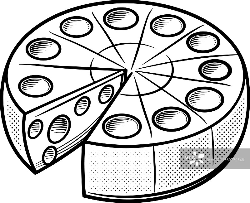 黑白披萨切片轮廓艺术图片素材