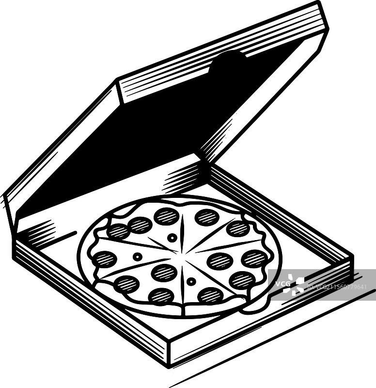 黑白披萨片剪影艺术图片素材