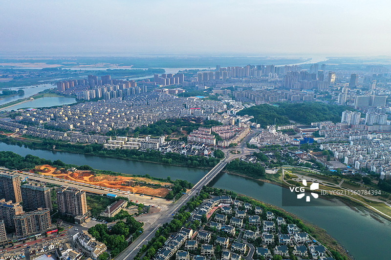 白洋河穿城而过+安徽省池州市贵池区图片素材