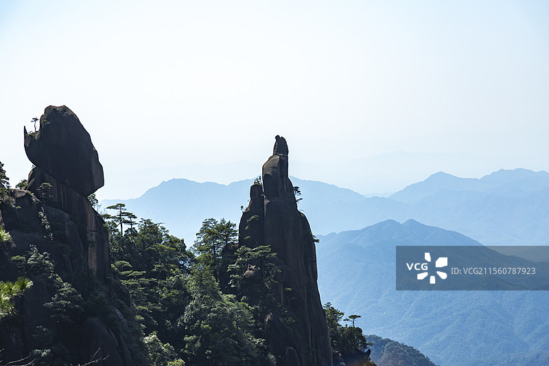 江西上饶三清山奇石老道拜月风景图片素材