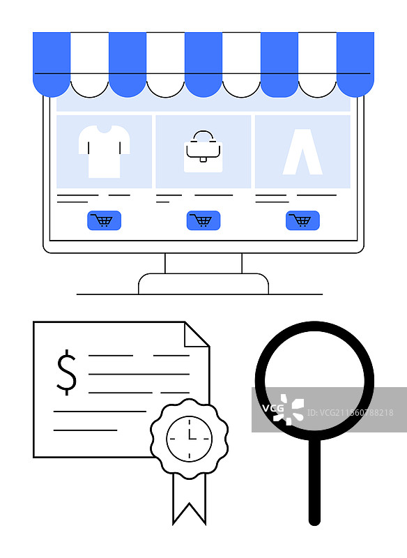 在线购物与店面证书图片素材